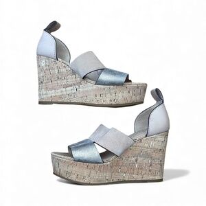 Coach Women’s ISLA Metallic Platform Wedge Sandals Cork Sz 7